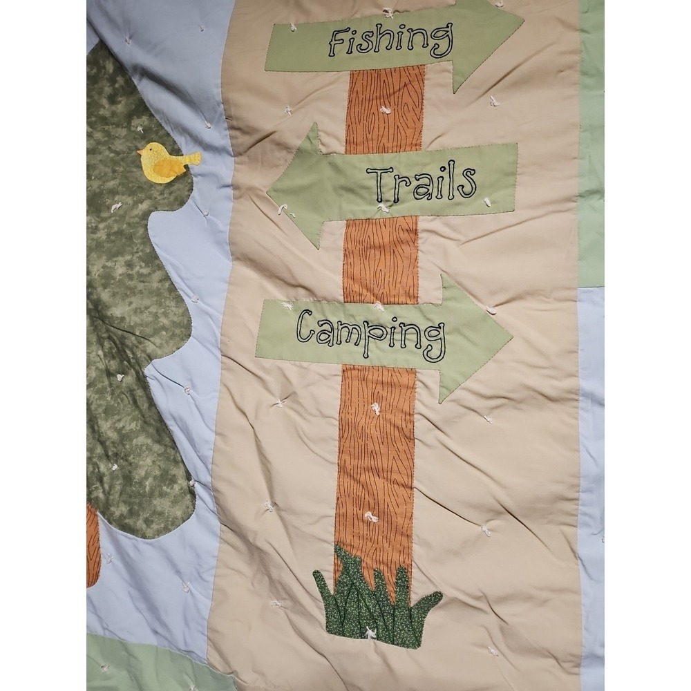 75x90 Twin Handmade Quilt, Quilting on the one side, Tan one piece on back. - Picture 5 of 11